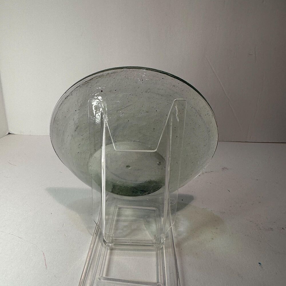 Vintage Clear Textured Glass Domed Disk Pillar Candle Holder (Fire and Ice?) - Picture 16 of 16